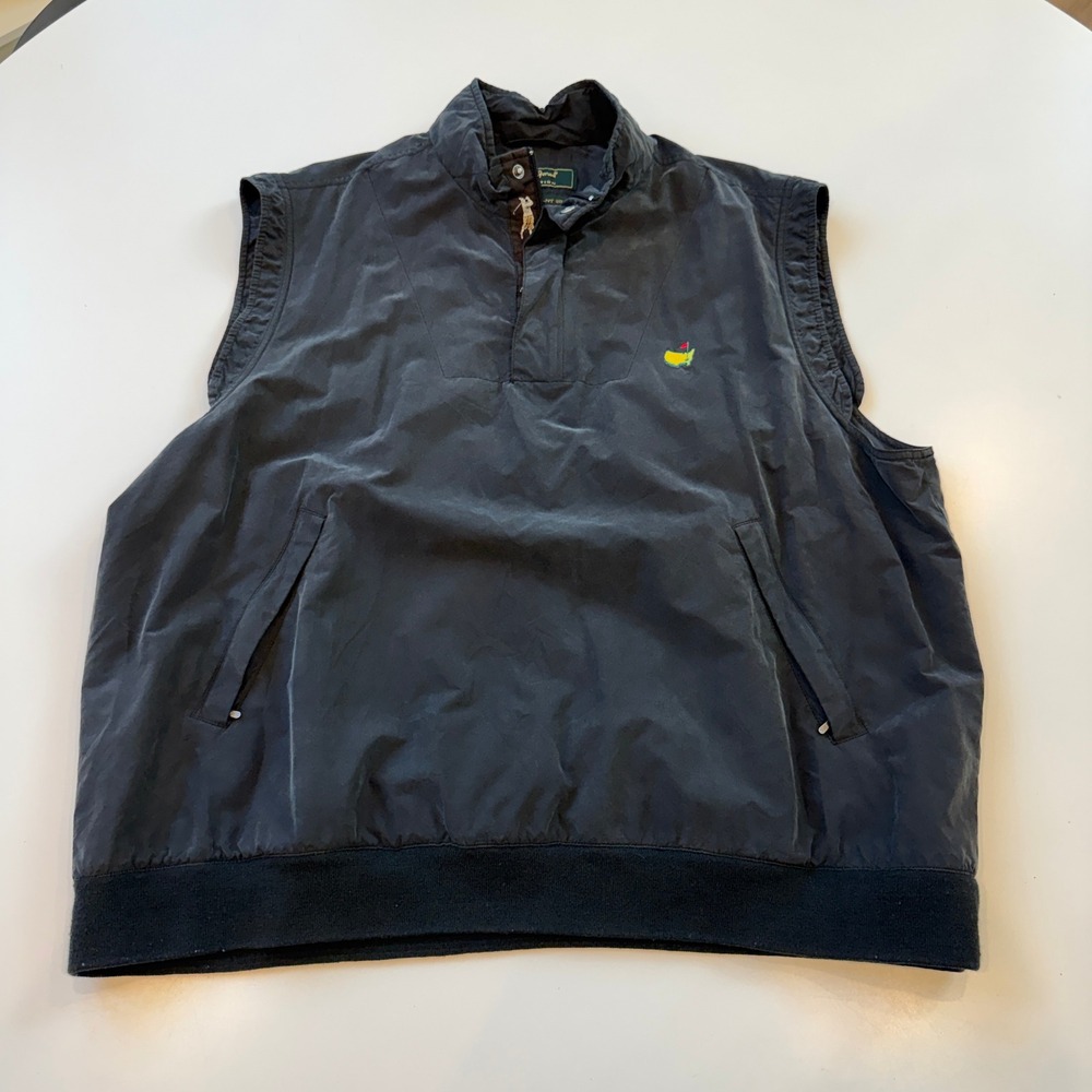 Bobby Jones Masters Logo Navy Water‎ Resistant Silk Golf Vest Mens XXL